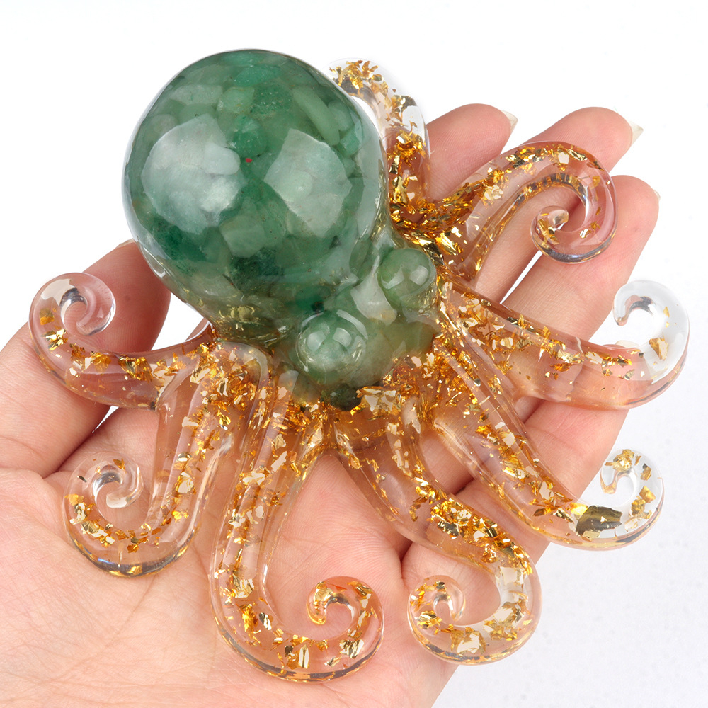 Crystal Gravel Resin Octopus Carving,130g