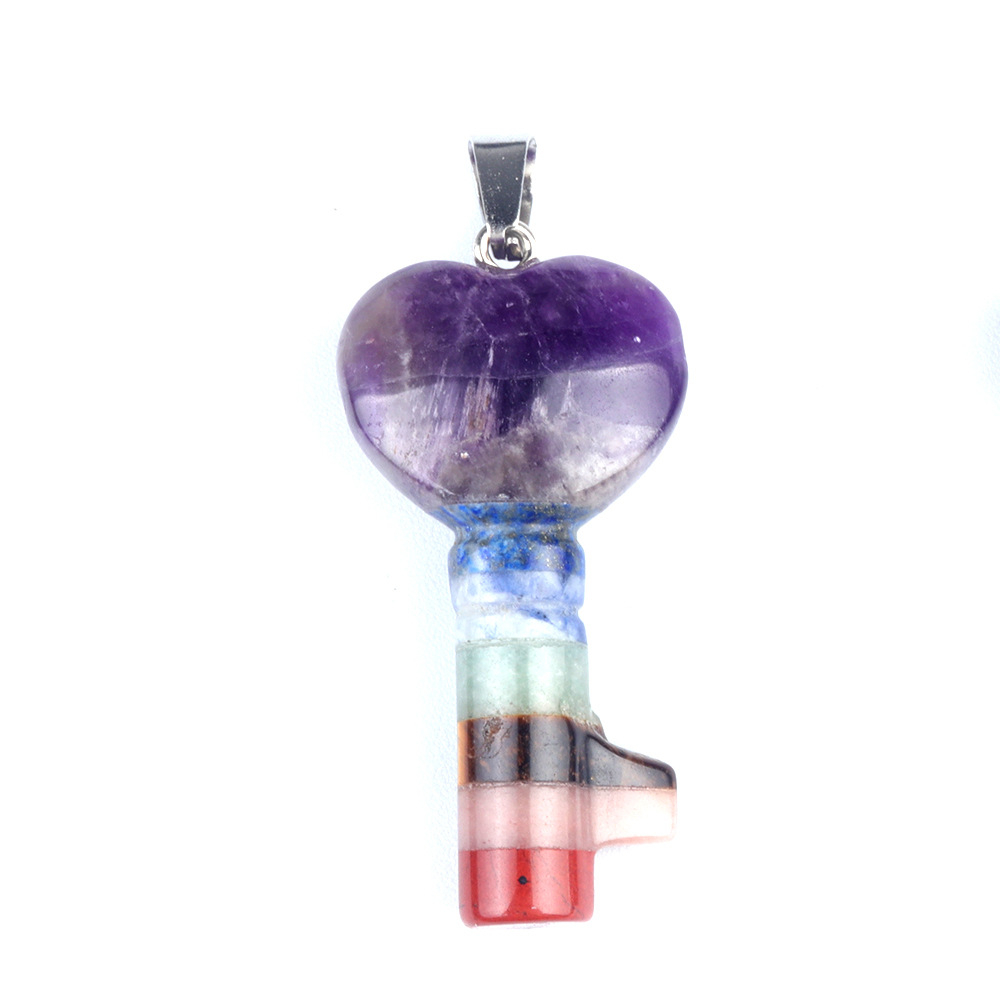 Crystal Rainbow Stone Heart Key,10g