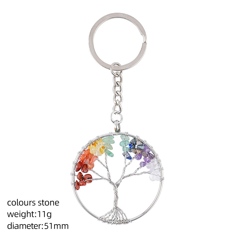 50mm Natural Crystal Tree of Life Keychain