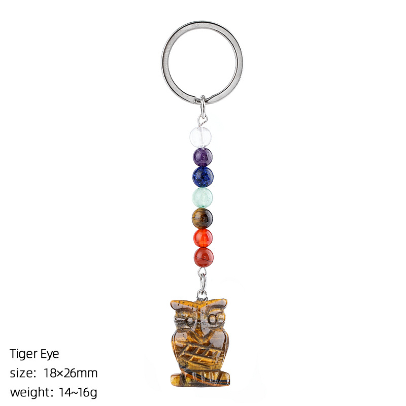 1in Natural Crystal Owl Keychain，15g