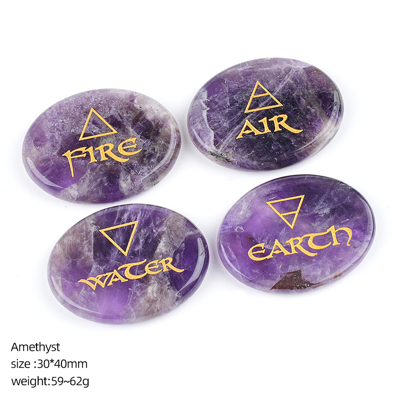 30*40mm Natural Crystal Four Elements Set Reiki Symbols，60g