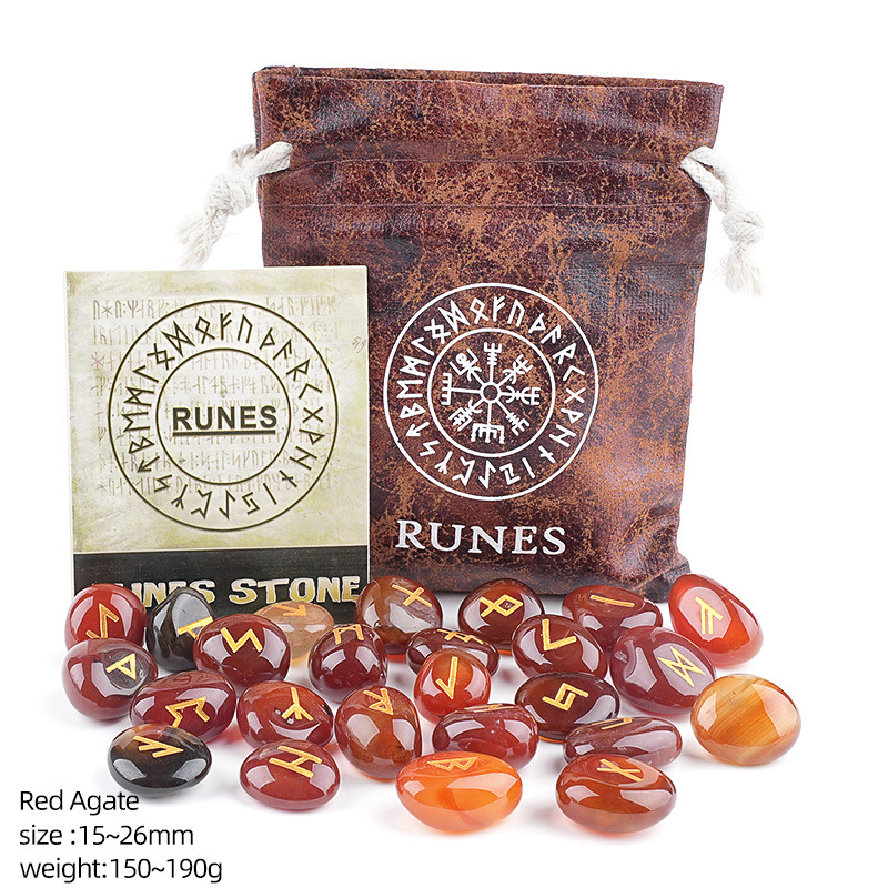 Natural Crystal Rune Charm Set Engraved，180g