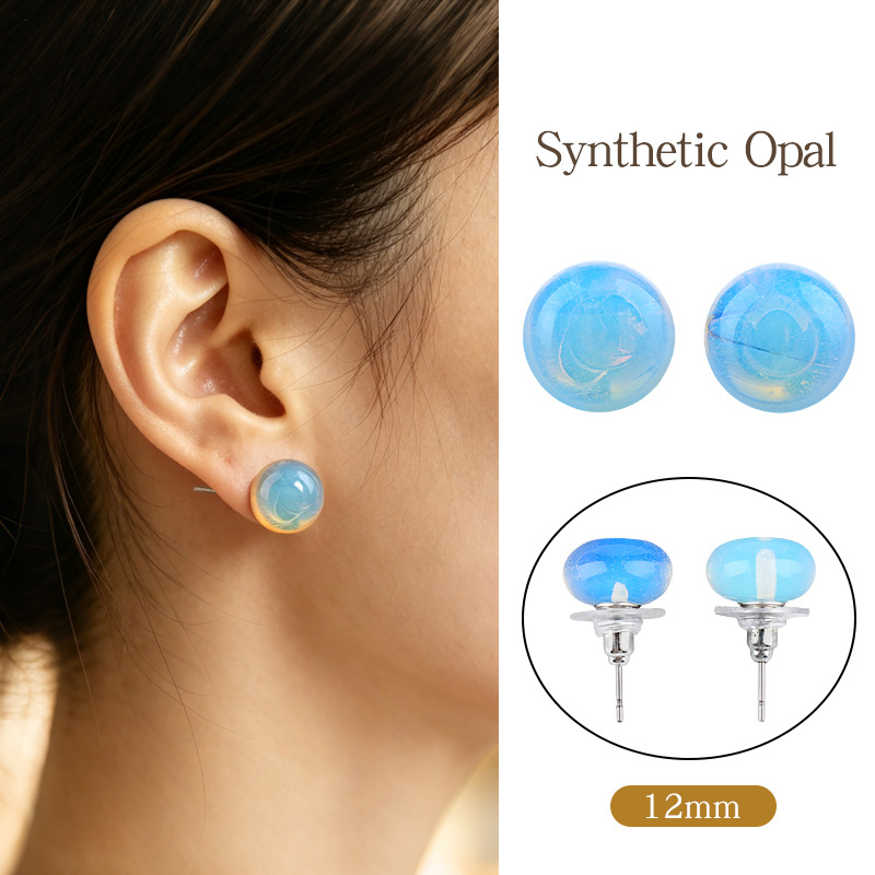 12mm Natural Crystal Flat Bead Earrings，4g