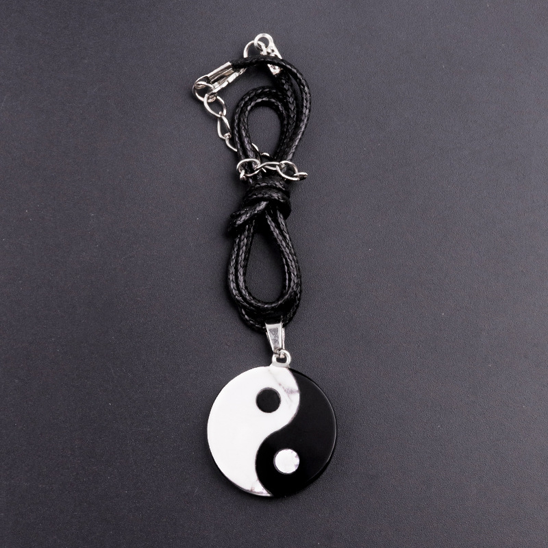 White Pine and Obsidian Inlaid Black-White Taiji Yin-Yang Eight Trigrams carvings