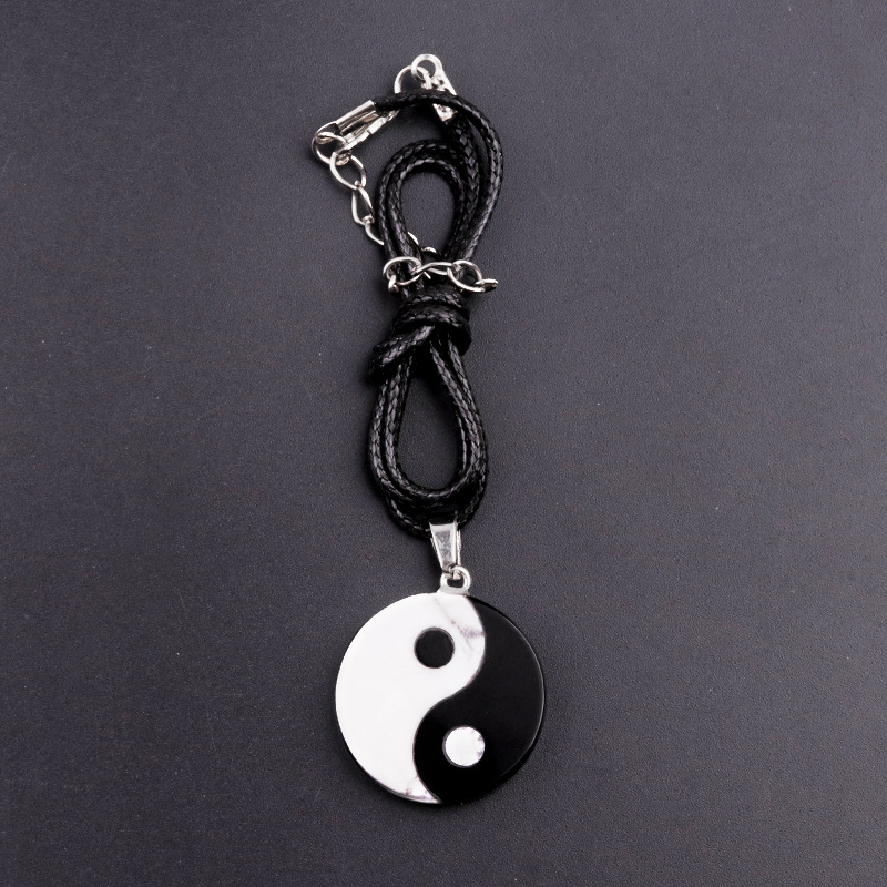 White Pine and Obsidian Inlaid Black-White Taiji Yin-Yang Eight Trigrams carvings