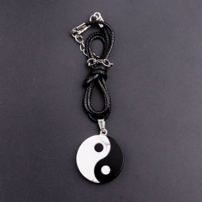 White Pine and Obsidian Inlaid Black-White Taiji Yin-Yang Eight Trigrams carvings
