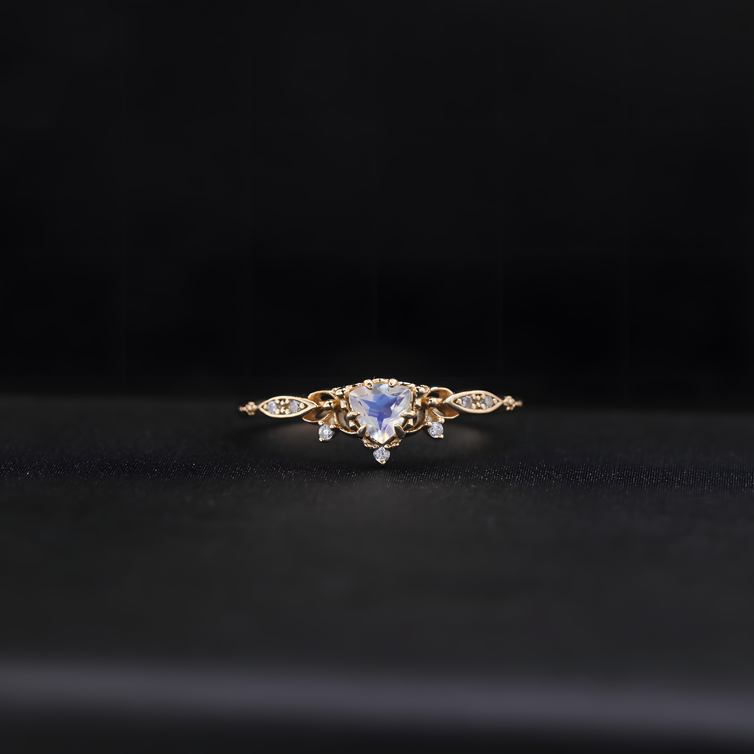 Tanzanite S925 Silver Ring Triangular Teardrop Shape Design Rose Gold Color