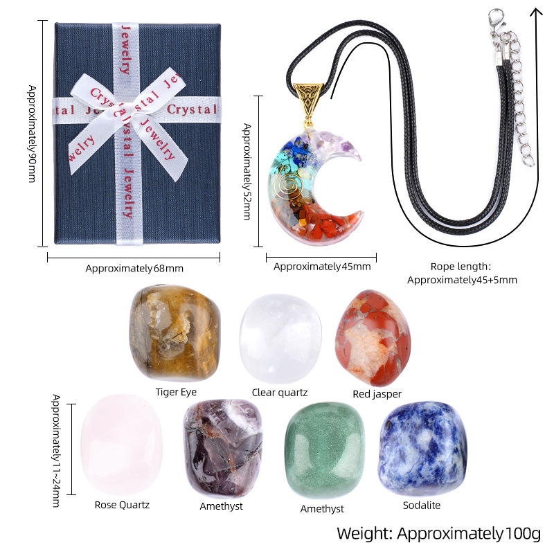 Seven-Color Crystal Semi-Precious Agate Set