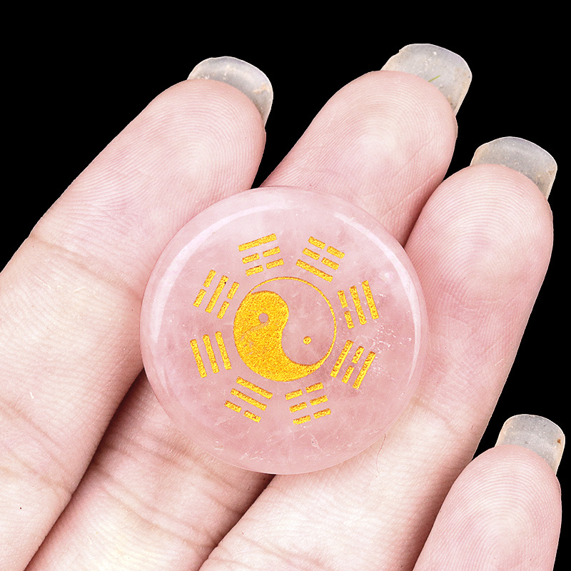 Bagua round natural crystal carvings 25mm