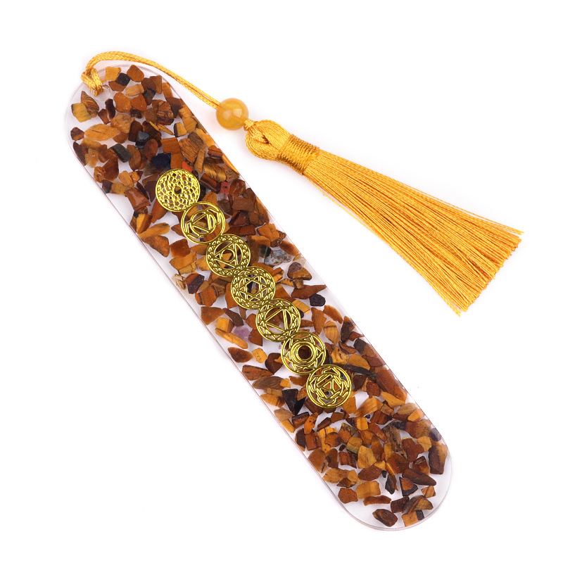 Oval Resin Wrapped Natural Crystal Bookmark，2.9x13.3cm