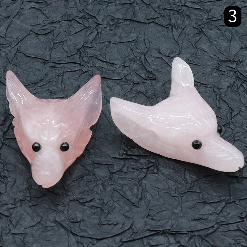 Crystal Carved Wolf Head Pendant