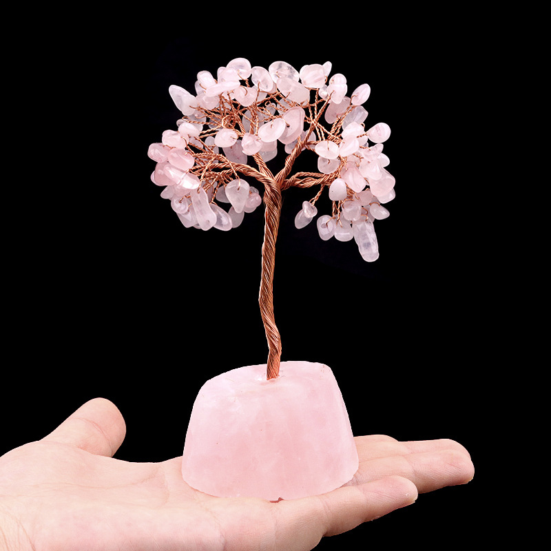 12~14cm Raw Crystal Base Tree of Life carving，250g