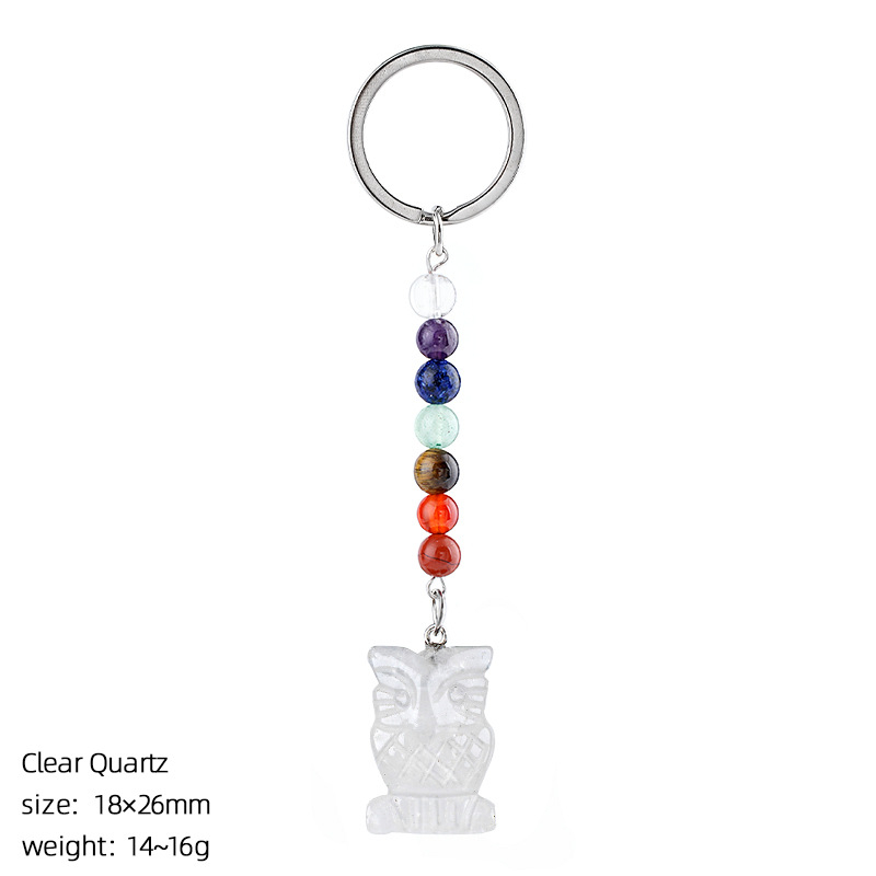 1in Natural Crystal Owl Keychain，15g