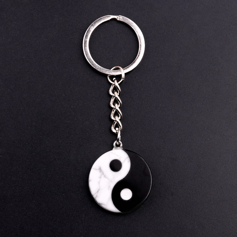 White Pine and Obsidian Inlaid Black-White Taiji Yin-Yang Eight Trigrams carvings
