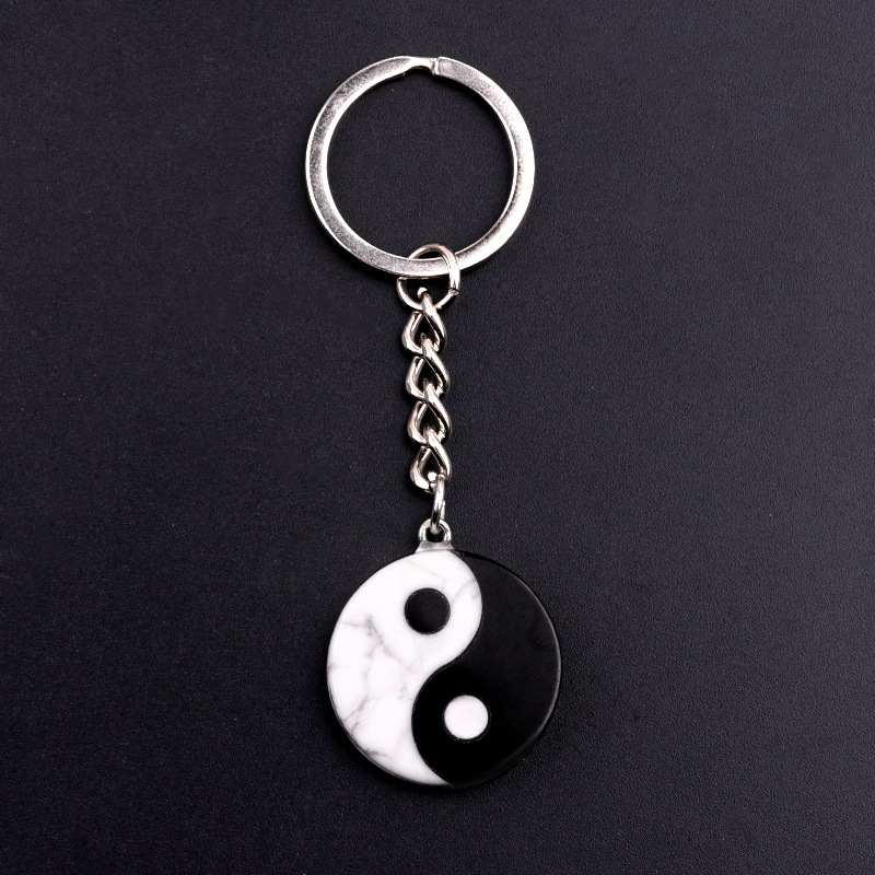 White Pine and Obsidian Inlaid Black-White Taiji Yin-Yang Eight Trigrams carvings