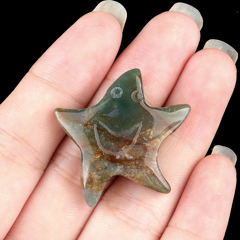 Crystal smiley face star, no hole, 30mm