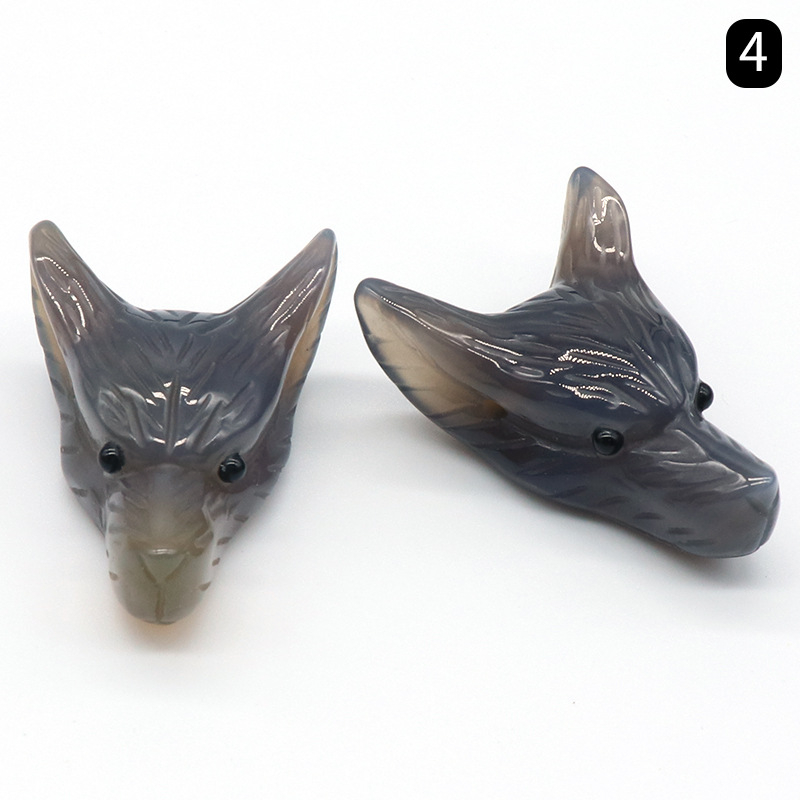Crystal Carved Wolf Head Pendant