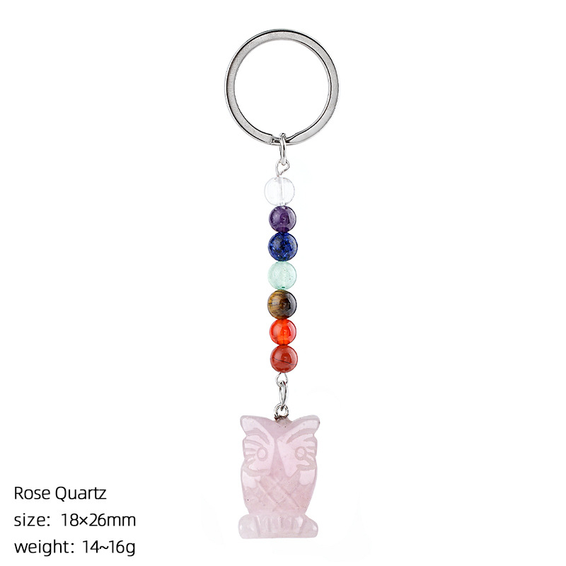 1in Natural Crystal Owl Keychain，15g