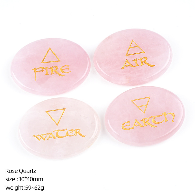 30*40mm Natural Crystal Four Elements Set Reiki Symbols，60g