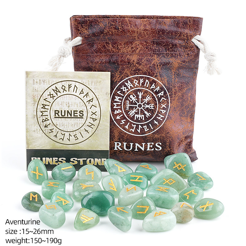 Natural Crystal Rune Charm Set Engraved，180g