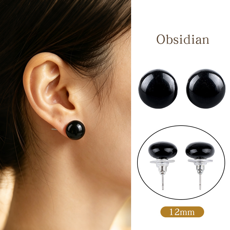 12mm Natural Crystal Flat Bead Earrings，4g