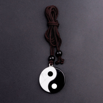 White Pine and Obsidian Inlaid Black-White Taiji Yin-Yang Eight Trigrams carvings
