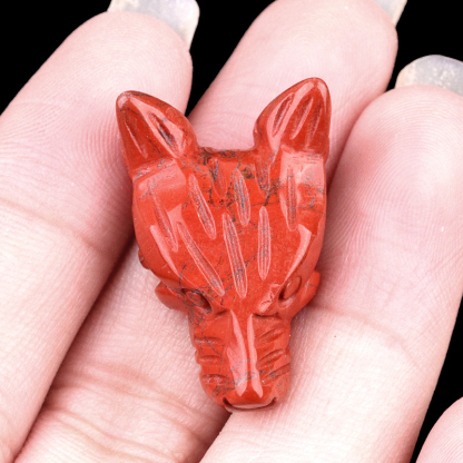 Crystal Carved Wolf Head Carvings