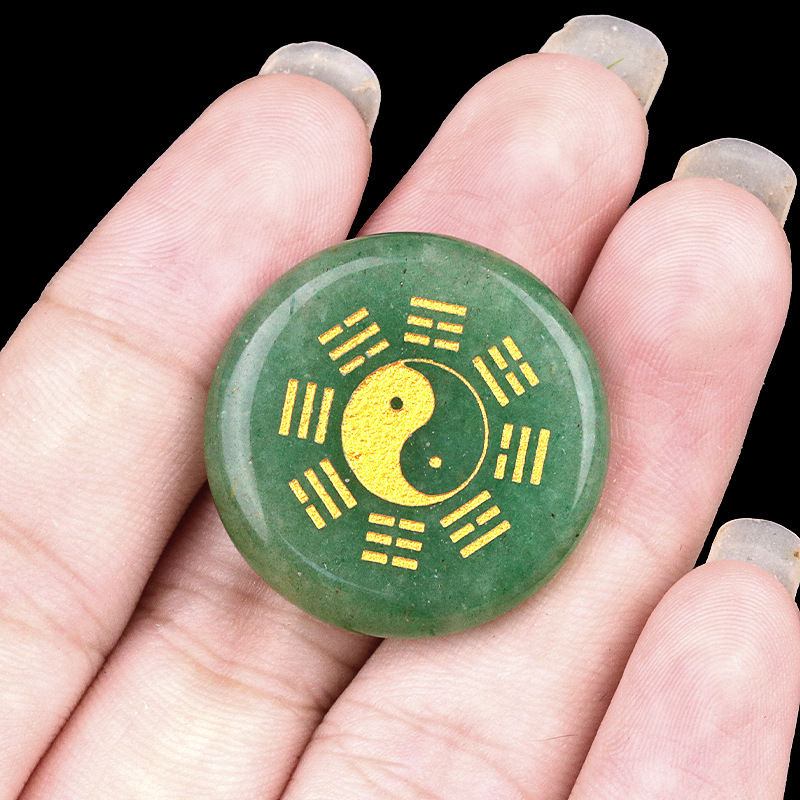 Bagua round natural crystal carvings 25mm
