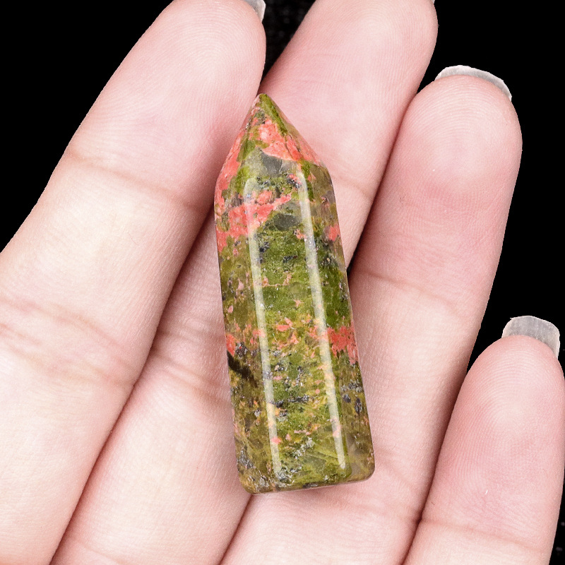Crystal hexagonal single-point pillar stone,12.5×38mm