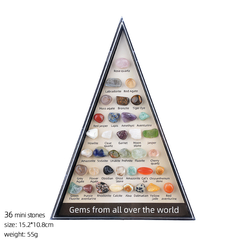 36 Crystal and Gemstone Mineral Specimens, Educational Gift for Kids