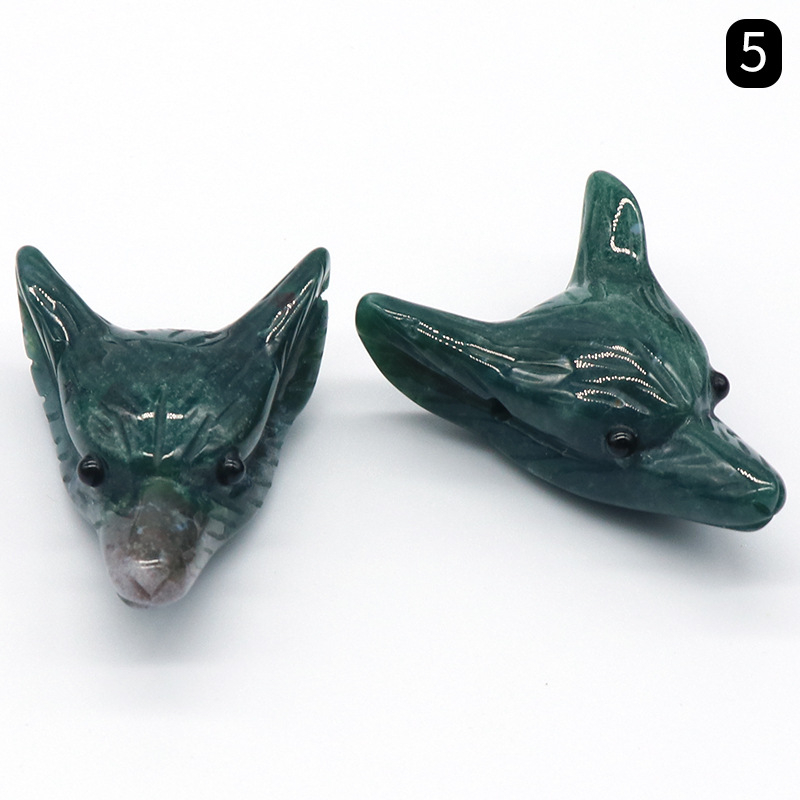 Crystal Carved Wolf Head Pendant