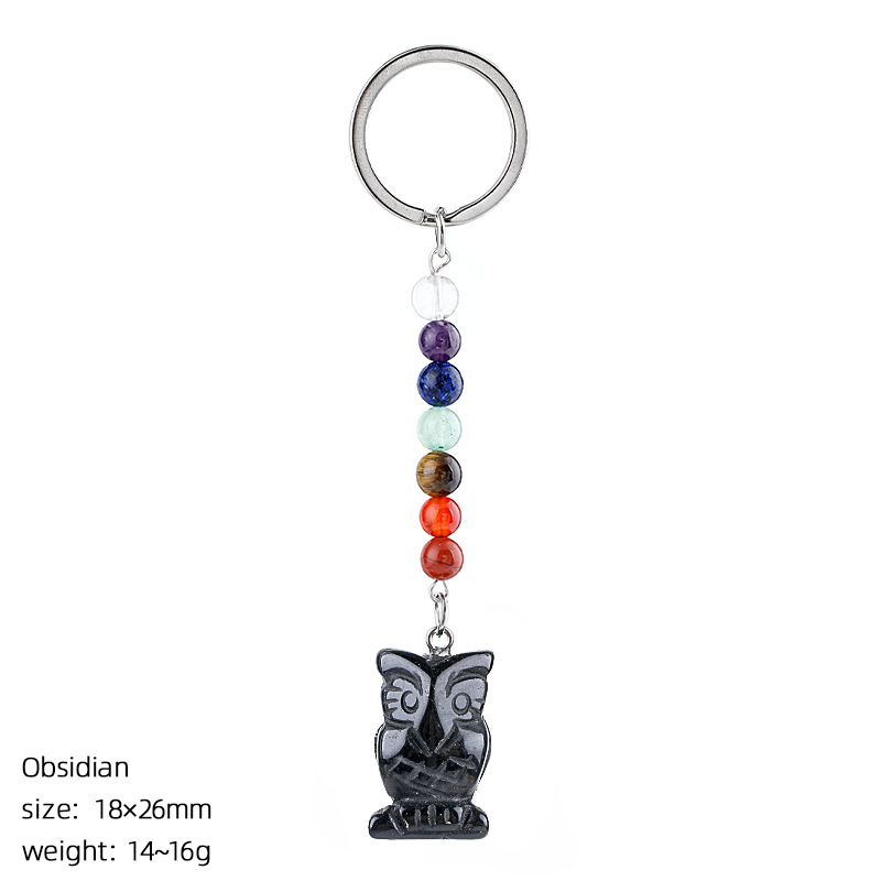 1in Natural Crystal Owl Keychain，15g