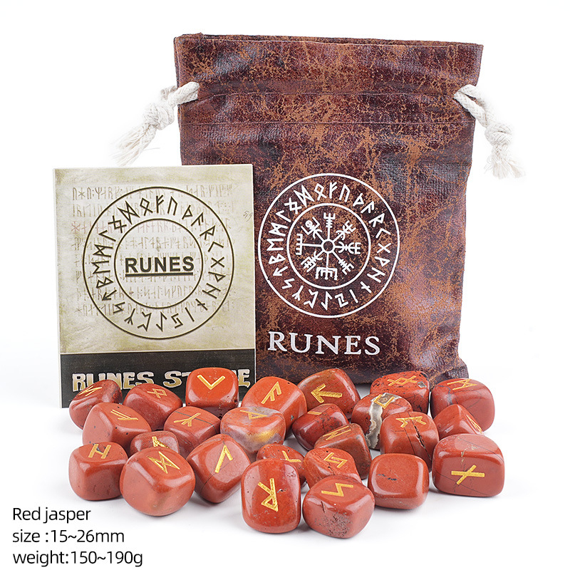 Natural Crystal Rune Charm Set Engraved，180g
