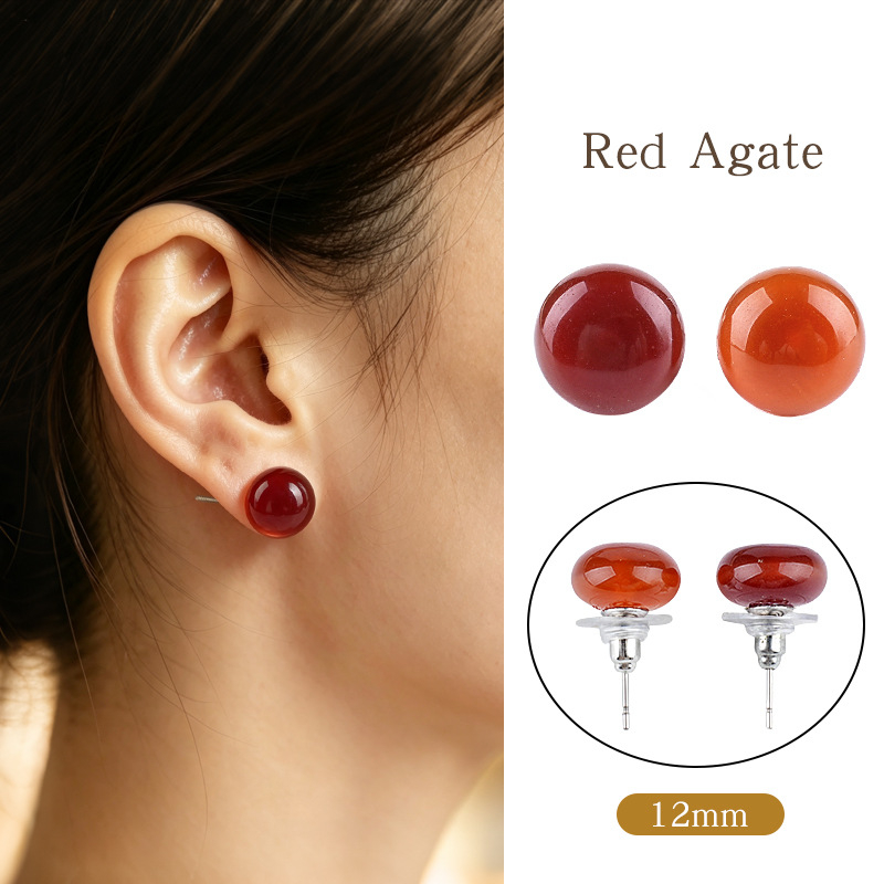 12mm Natural Crystal Flat Bead Earrings，4g
