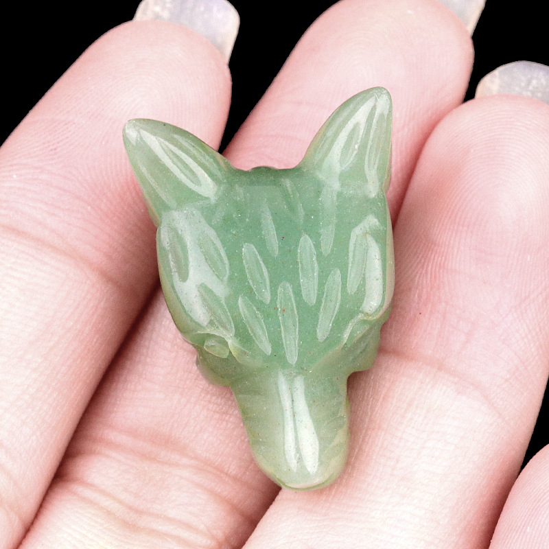 Crystal Carved Wolf Head Carvings