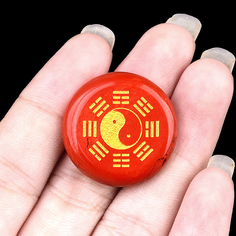 Bagua round natural crystal carvings 25mm