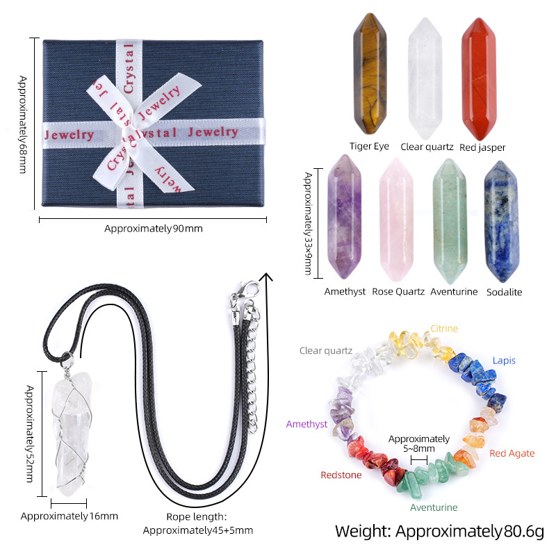 Seven-Color Crystal Semi-Precious Agate Set