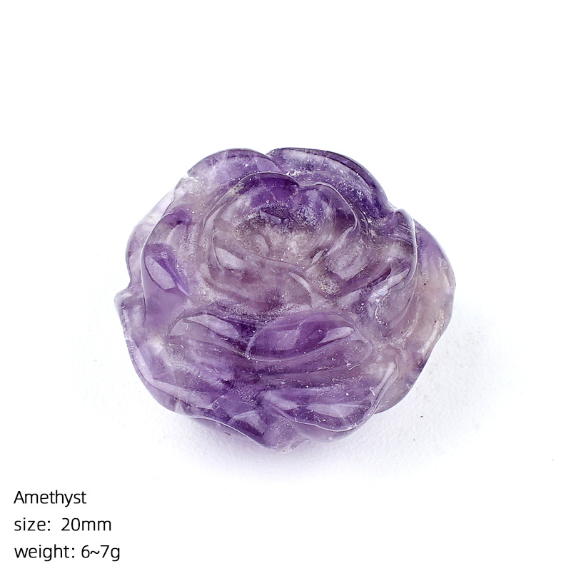 20mm Natural Crystal Rose Ornament without Hole，7g
