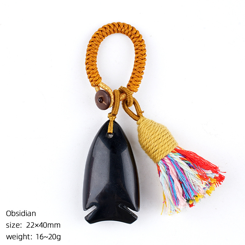Bohemian-style crystal fish keychain