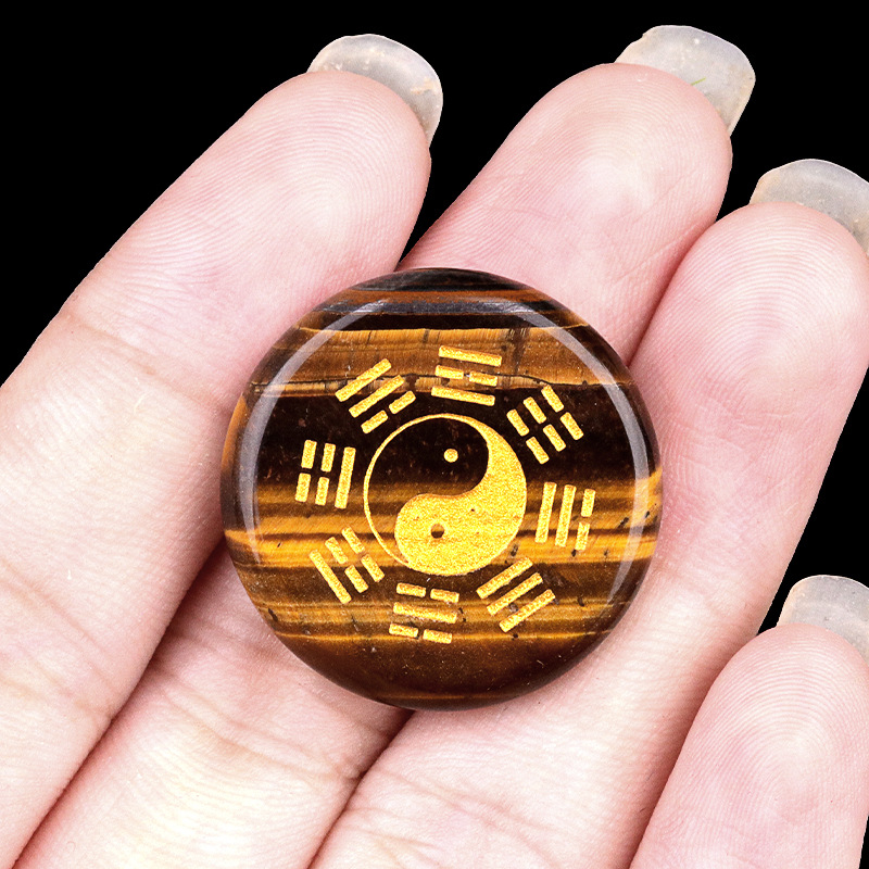 Bagua round natural crystal carvings 25mm