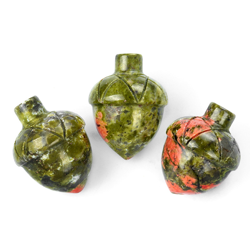 Crystal Hazelnut, Acorn, Stone, Pinecone Mini Fruit Carvings,20X26mm