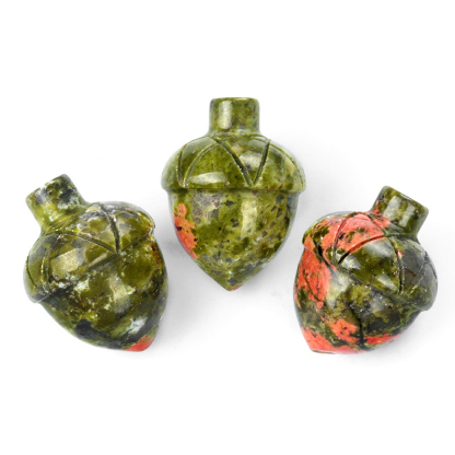 Crystal Hazelnut, Acorn, Stone, Pinecone Mini Fruit Carvings,20X26mm