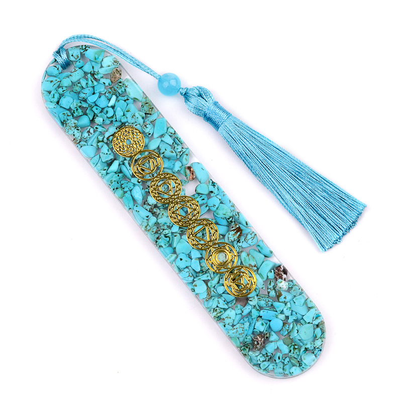 Oval Resin Wrapped Natural Crystal Bookmark，2.9x13.3cm