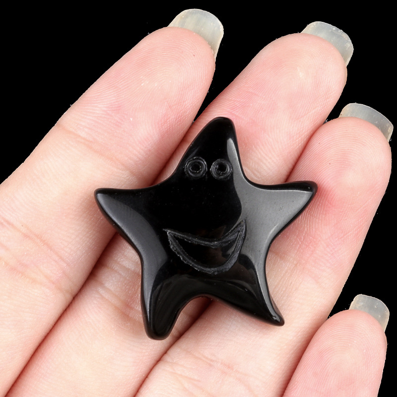 Crystal smiley face star, no hole, 30mm
