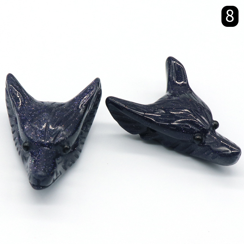 Crystal Carved Wolf Head Pendant