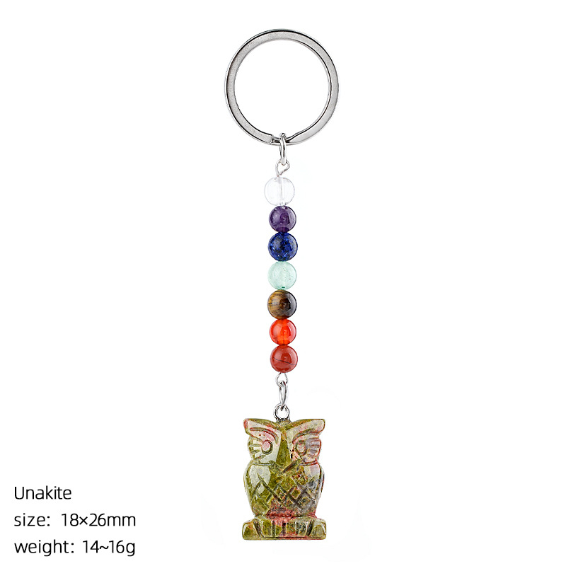 1in Natural Crystal Owl Keychain，15g