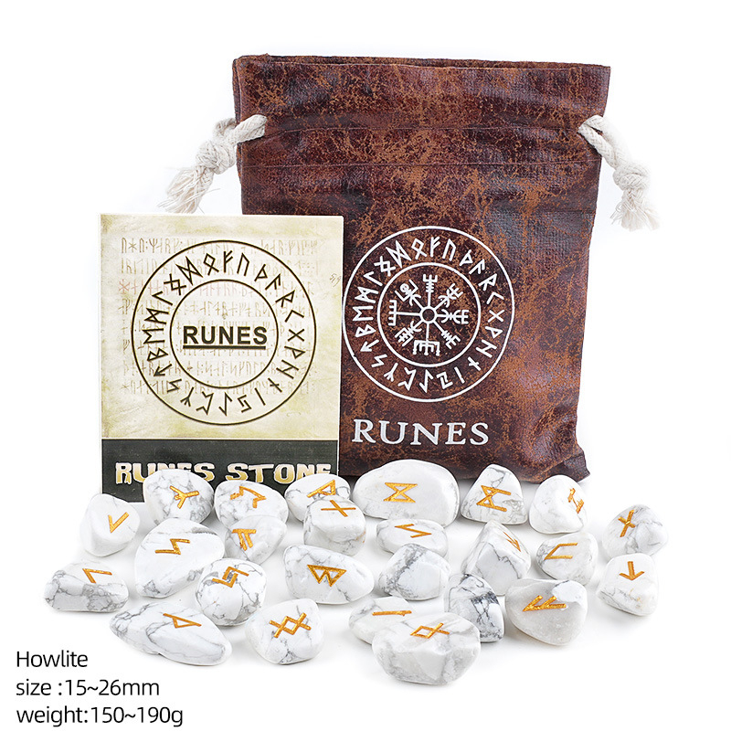Natural Crystal Rune Charm Set Engraved，180g