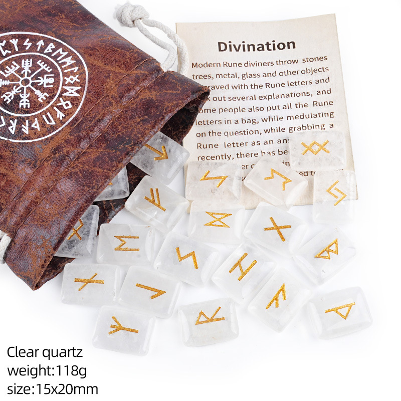 Natural Crystal Rune Set of 25 Pieces,110g