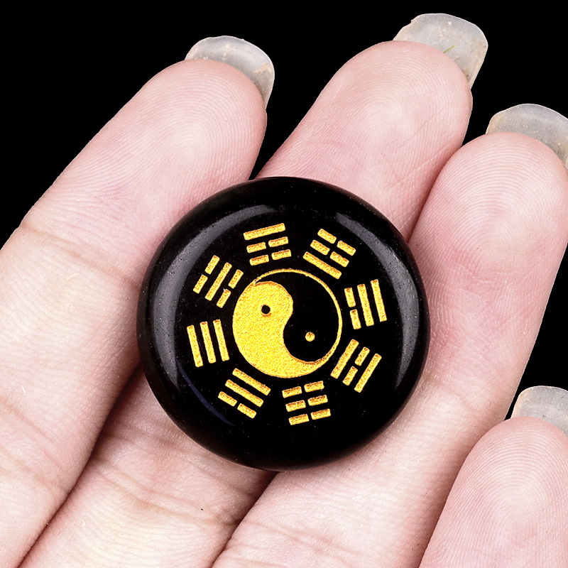 Bagua round natural crystal carvings 25mm