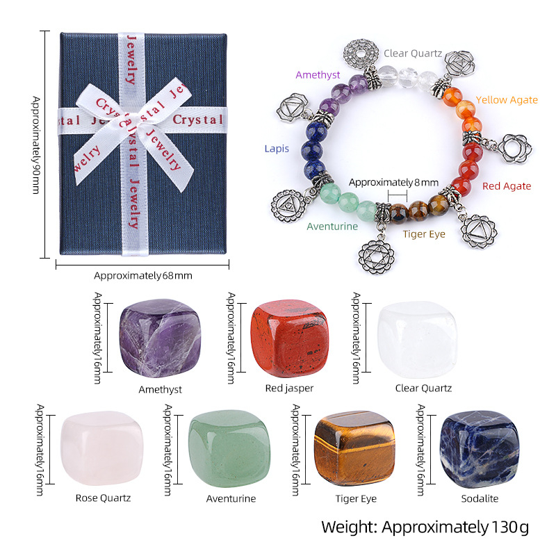 Seven-Color Crystal Semi-Precious Agate Set